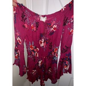 Floral off the shoulder romper